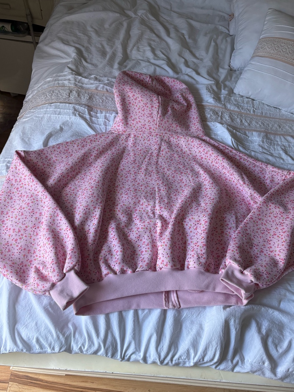 NWT Blogilates  Marshmallow Full Zip Hooded Sweatshirt Pink Floral Print - Picture 4 of 8